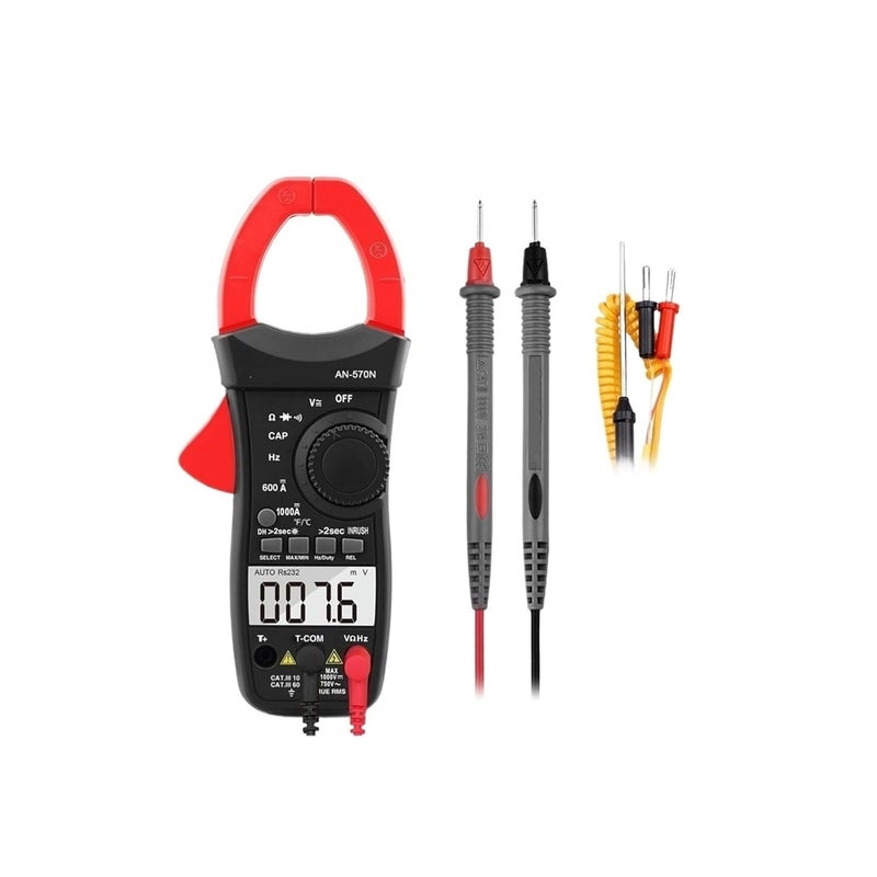 AN 570N Digital Clamp Meter TRMS 6000 Counts AC DC Voltage 1000A Current NCV Amp Multimeter - Image 2